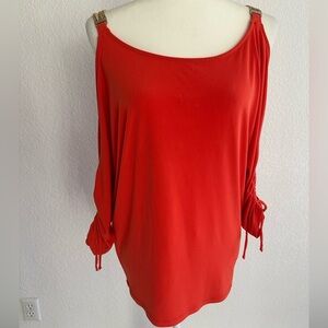 Michael Kors Vibrant Orange Cold Shoulder Blouse